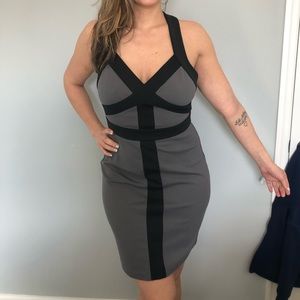 BCBG Paris Grey and Black Halter Dress